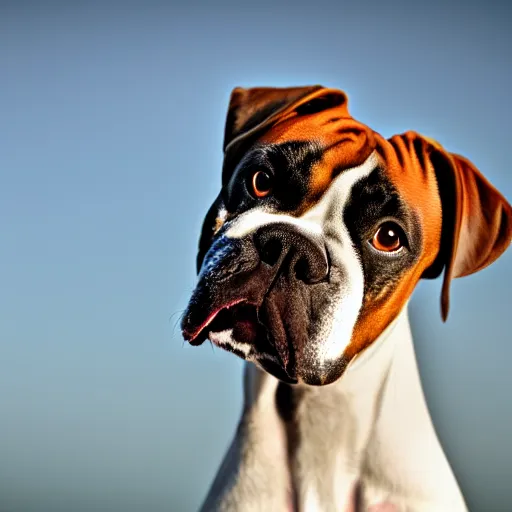 Prompt: high res A boxer dog, 4k photography