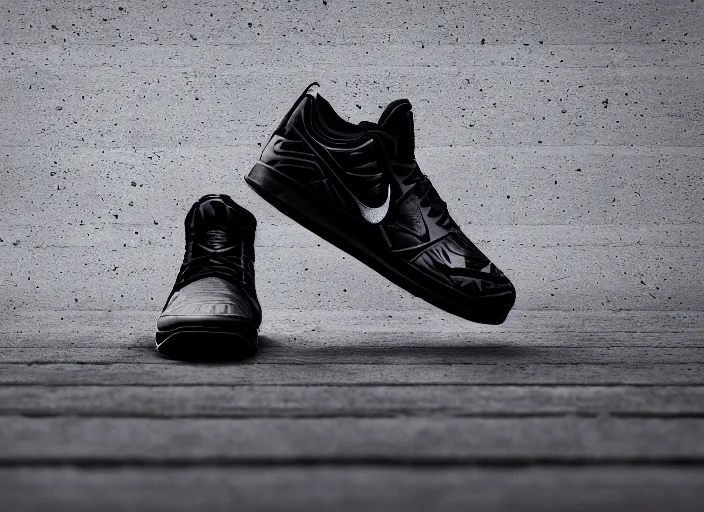 Image similar to product still of Darth Vader signature Nikes, 85mm f1.8