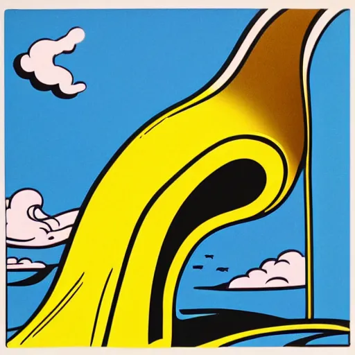 Image similar to wavy hovering reservoir tuba hotrod, by beeple and roy lichtenstein, child's drawing, chiaroscuro