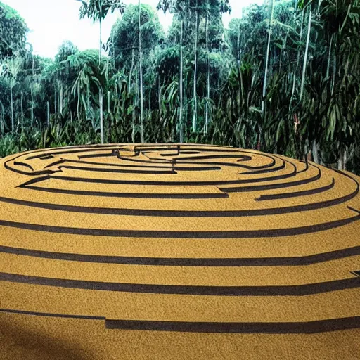 Image similar to a illustration of an architectural plan view of a labyrinth of the deforestation in amazona crisis