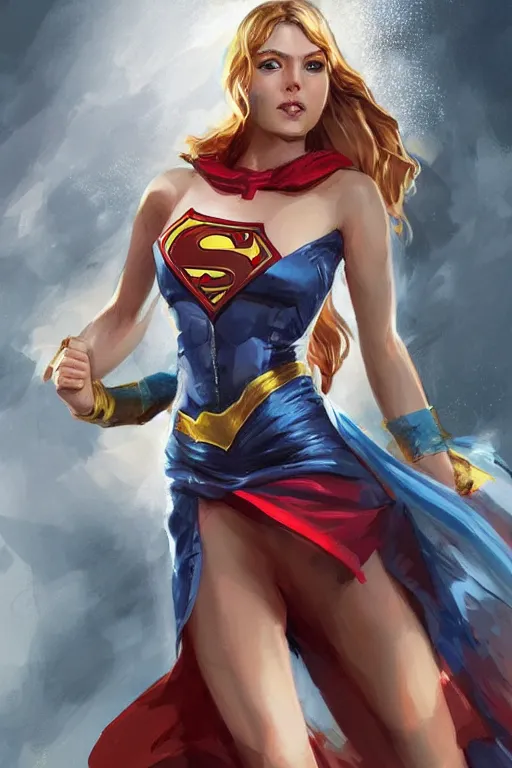 Image similar to three quarters portrait of a beautiful woman,super hero costume,heroic pose,highly detailed, digital painting,illustration, art by Stanley Lau