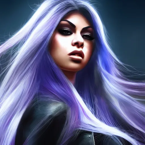 Image similar to portait princess haifa wehbe, centred, very long hair, hd, unreal engine, art digital painting, final fantasy style, amazing background theme