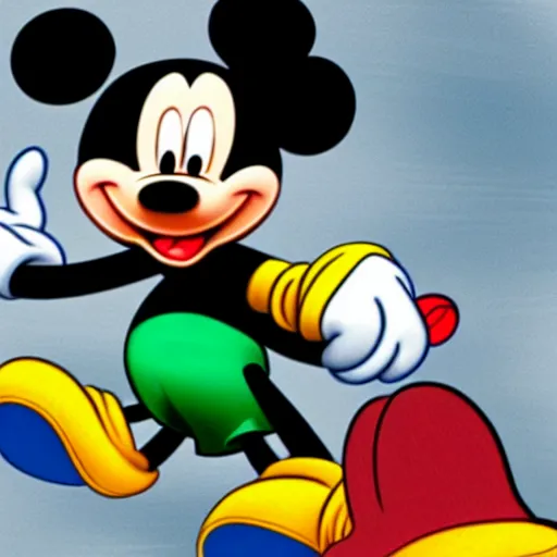 Prompt: Mickey Mouse giving you the finger.
