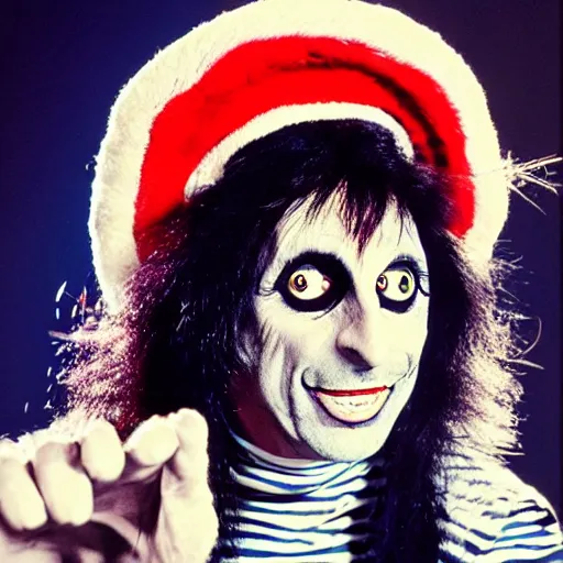 Image similar to alice cooper as cat in the hat