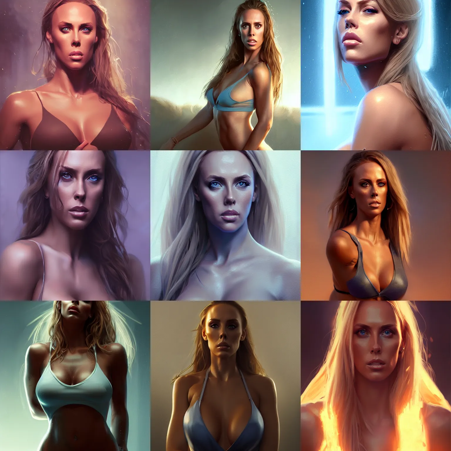 Prompt: nicole aniston, by greg rutkowski, blue and purle lighting, digital art, ultra realistic, ultra detailed, photorealistic, 4k, character concept