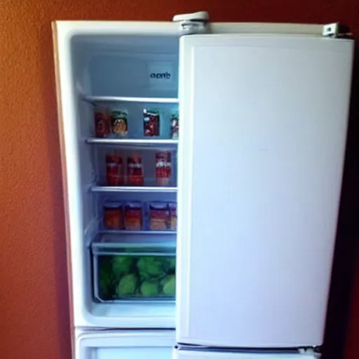 Image similar to tiny cute fridge with human features, super cute, tiny , adorable, awww aspiring, very cute