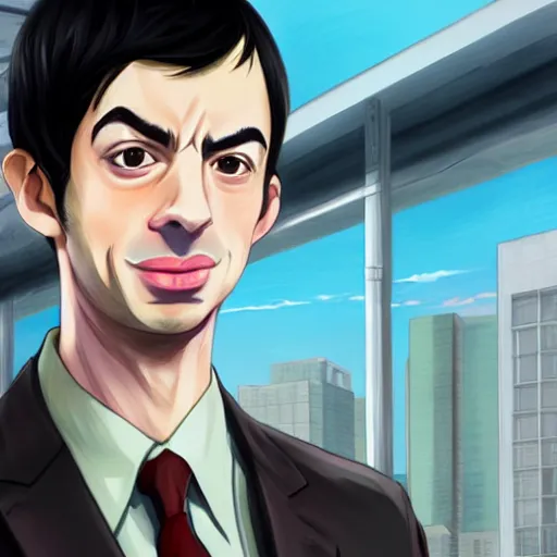 Image similar to Nathan For You, Nathan Fielder, in an anime, drawn by wlop