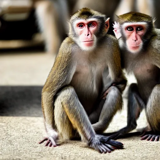 Prompt: macaque monkeys in riot gear