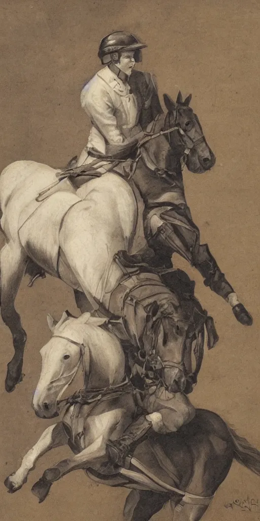 Image similar to a horse riding a horse, art