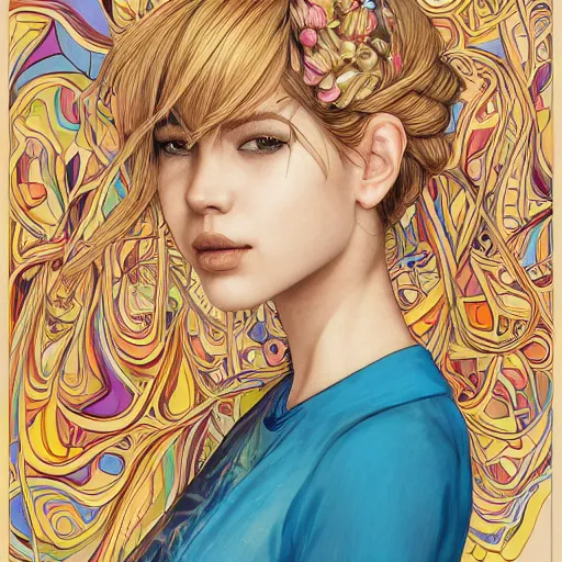 Image similar to a portrait of an incredibly beautiful, colorful, graceful, elegant, and sophisticated young blonde girl made of garlic, an ultrafine detailed illustration by james jean, intricate linework, bright colors, final fantasy, behance contest winner, vanitas, angular, altermodern, unreal engine 5 highly rendered, global illumination, radiant light, detailed and intricate environment