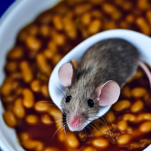 Image similar to mouse in baked beans, 4k realistic photo