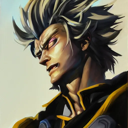 Prompt: greg manchess portrait painting of toshinori yagi as overwatch character, medium shot, asymmetrical, profile picture, organic painting, sunny day, matte painting, bold shapes, hard edges, street art, trending on artstation, by huang guangjian and gil elvgren and sachin teng