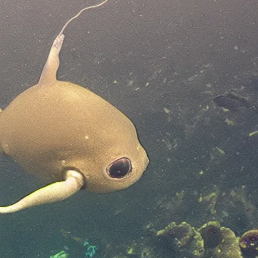 Image similar to photo of newly discovered mysterious deep sea puppy in the marianas trench