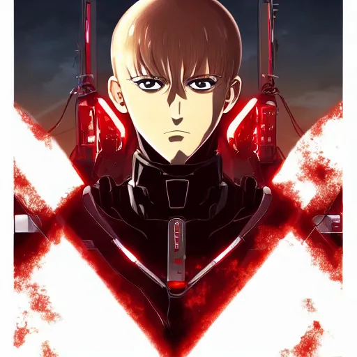 Image similar to portrait of the genos red lightning arms mode, anime fantasy illustration by tomoyuki yamasaki, kyoto studio, madhouse, ufotable, comixwave films, trending on artstation