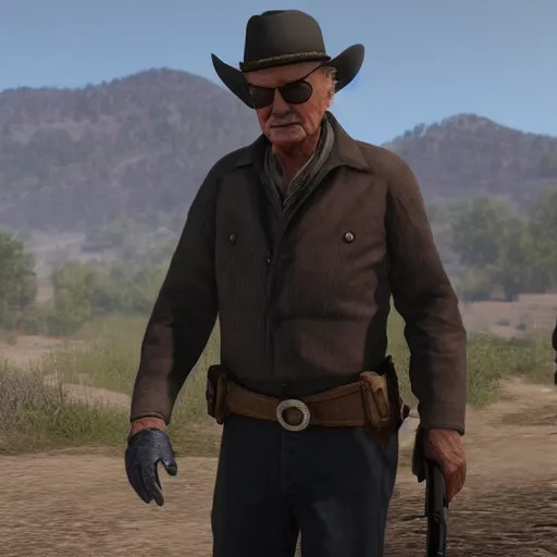 Image similar to Film still of Stan Lee, from Red Dead Redemption (2018 video game)