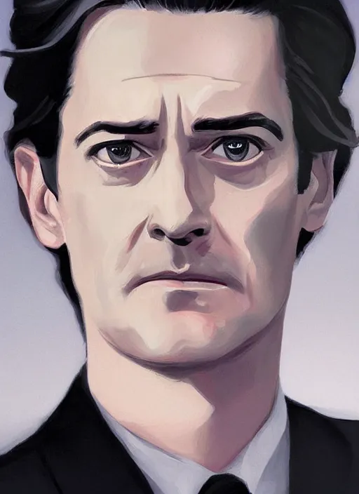 Prompt: portrait of kyle maclachlan as dale cooper by phil noto