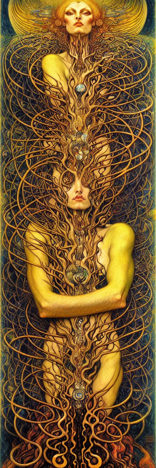 Image similar to Divine Chaos Engine by Karol Bak, Jean Delville, William Blake, Gustav Klimt, and Vincent Van Gogh, symbolist, visionary