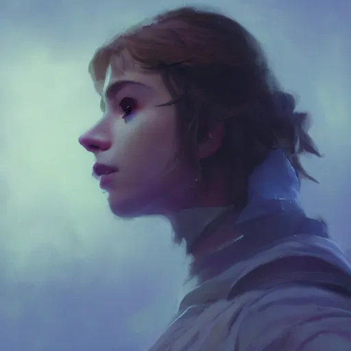 Prompt: side profile painting portrait, beautiful imogen poots as cleric paladin, luminescent, octane render aesthetic, matte painting concept art, extremely emotional, cinematic moody colors, realistic shaded lighting poster by craig mullins, greg manchess, jesper ejsing, rhads, makoto shinkai, lois van baarle, ilya kuvshinov, rossdraws