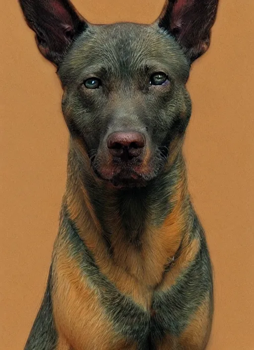 Image similar to portrait of a Carolina dog, highly detailed, centered, solid color background, digital painting, artstation, concept art, smooth, sharp focus, illustration, artgerm, donato giancola, Joseph Christian Leyendecker, Les Edwards, Ed Repka, WLOP