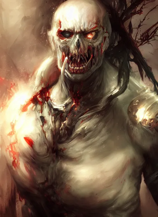 Image similar to a great and terrible undead litch painted by raymond swanland