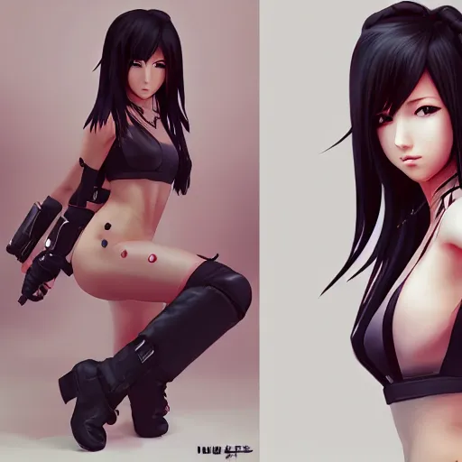 Image similar to full body shot of tifa lockhart by wlop, rossdraws, mingchen shen, bangkuart, sakimichan, yan gisuka, jeongseok lee, artstation, 4k