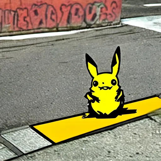 Prompt: homeless pikachu