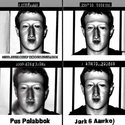 Prompt: Mark Zuckerberg police mug shot