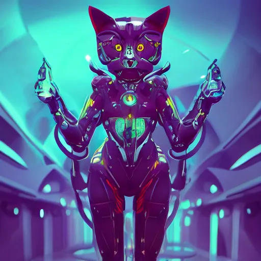 Prompt: an end of the universe will become a beginning for a new world for plastic cyber cats, artstation hq, dark phantasy, stylized, symmetry, modeled lighting, detailed, expressive, retro futurism