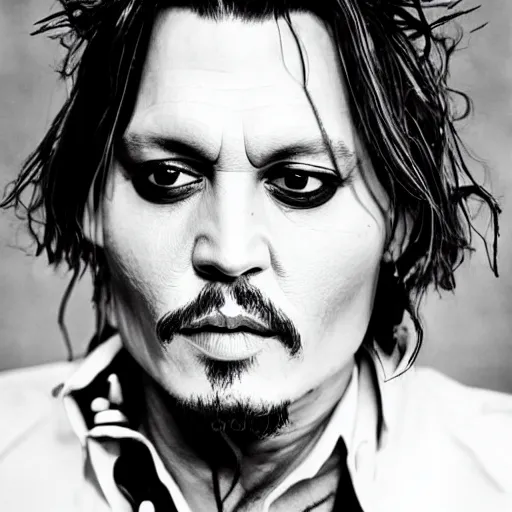 Prompt: portrait of johnny depp with an electric guitar as a rock singer, symmetrical, nikon 3 5 mm photography, ultrarealistic