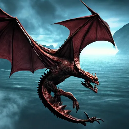 Image similar to Dragon wallpaper, 8k, digital art, hyperrealistic, single dragon flying, detailed