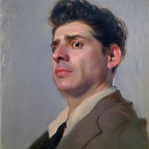 Image similar to Portrait of my cousin vinny, photorealistic, facial details, by Ilya Repin and Asher duran