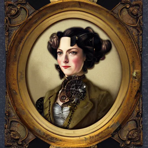 Prompt: a self portrait by a woman, steampunk