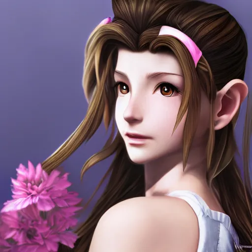 Image similar to aerith gainsborough by nick silva, ja mong, digital, 4 k