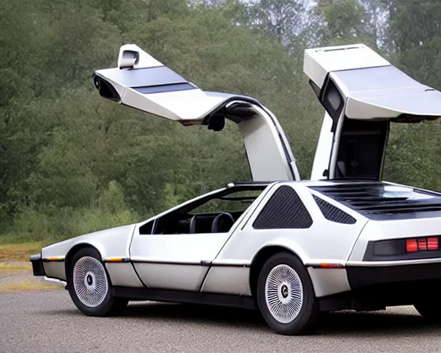 Image similar to new prototype delorean, dslr