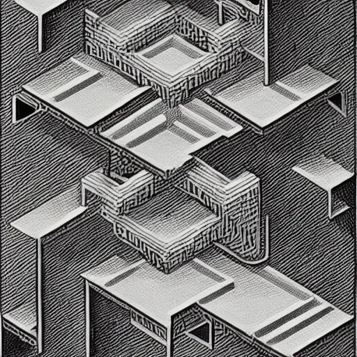 Prompt: isometric art by m. c. escher