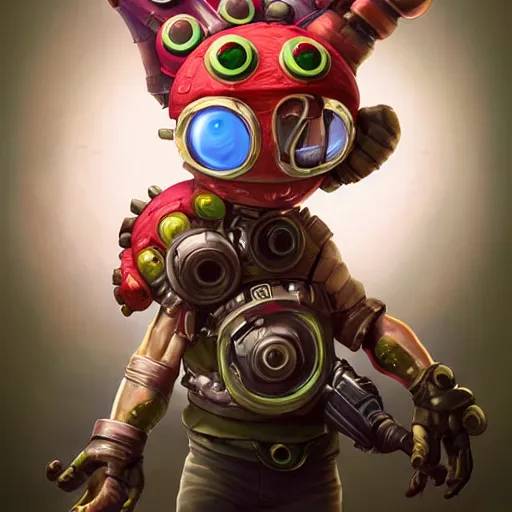 Prompt: biopunk teemo from league of legends, Pixar style, by Tristan Eaton Stanley Artgerm and Tom Bagshaw.