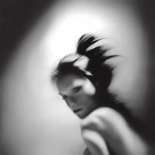 Prompt: a french fashion model posing in a dress, closeup portrait, photograph by lillian bassman