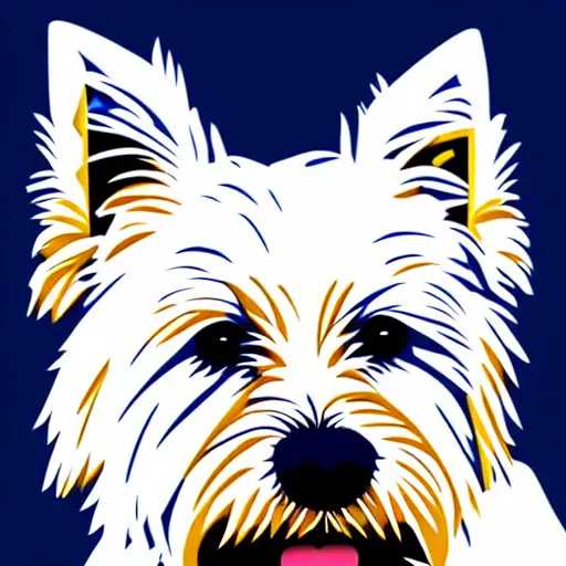 Image similar to pop art of a westie 8k hd high resolution