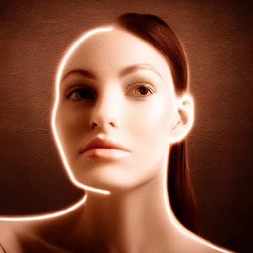 Prompt: a woman's face in an art style of interior decor and creative light angles