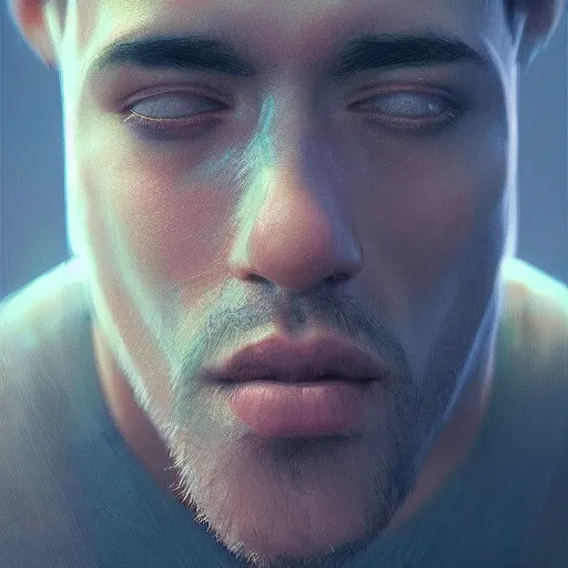 Image similar to Amazing, painterly, portrait of man, stylized 3d, octane render, epic, dramatic, cinematic, story, astonishing, visual development, artstation