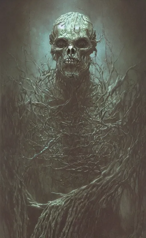 Image similar to warhammer 4 0 k occult necromancer by beksinski, high detail hyperrealistic