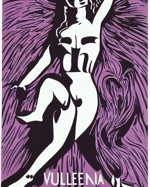 Prompt: vulvina queen of ecstasy, by saul bass, graphic design, flat color, solid color, poster - n 9