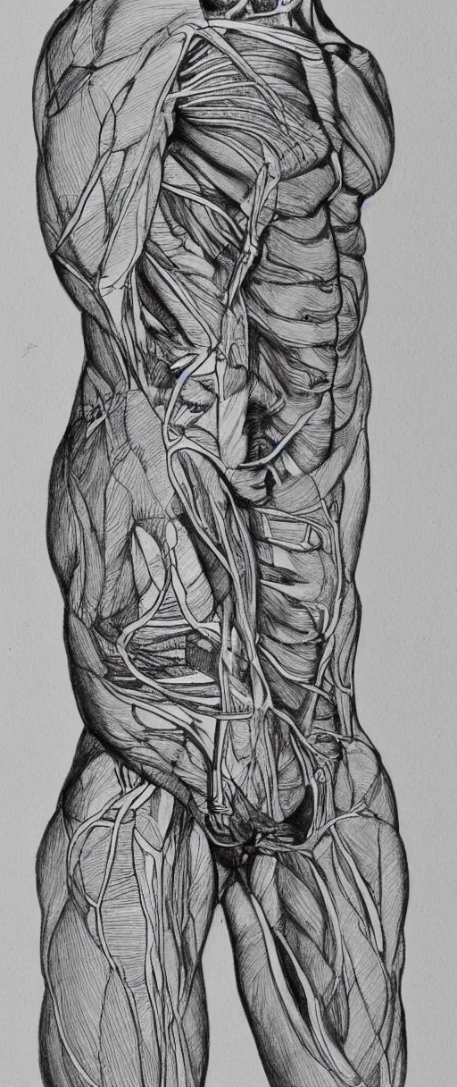Image similar to human anatomy for artists, pen scetch