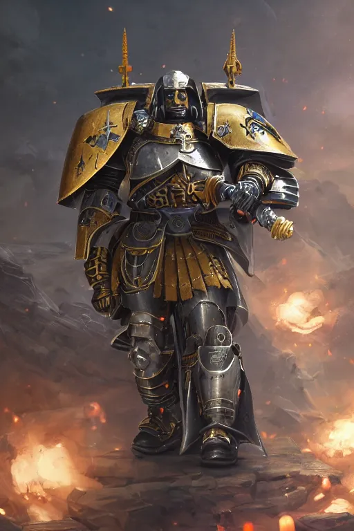 Image similar to armor portrait heros warhammer 4 0 k horus heresy fanart - the primarchs emperor by johannes helgeson animated with vfx concept artist & illustrator global illumination ray tracing hdr fanart arstation zbrush central hardmesh 8 k octane renderer comics stylized