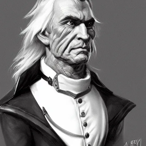 Image similar to a clean shaven confederate general with puffy black sideburns and a square face, an english man, dnd character art, painting by artgerm and ed binkley