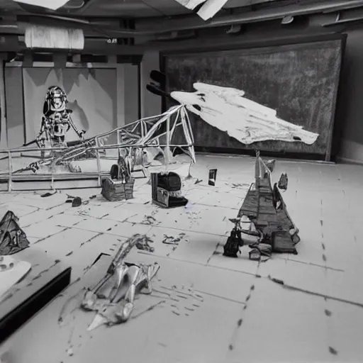 Prompt: a photo of a stopmotion animation filming set of star wars a new hope