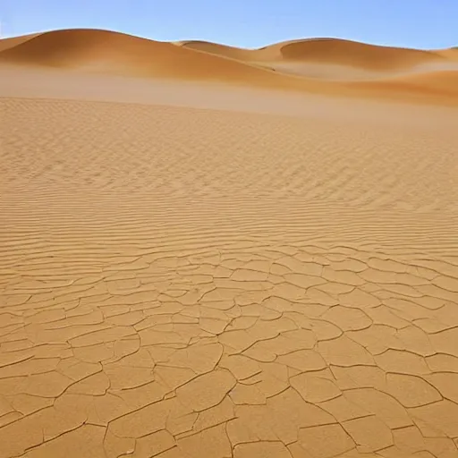 Image similar to a desert landscape like this one often features sand dunes. sand dunes, formed by the wind, come in many shapes and sizes. the direction of the wind can be indicated by the ripples in the dunes — the sides of dunes without ripples usually face the wind.