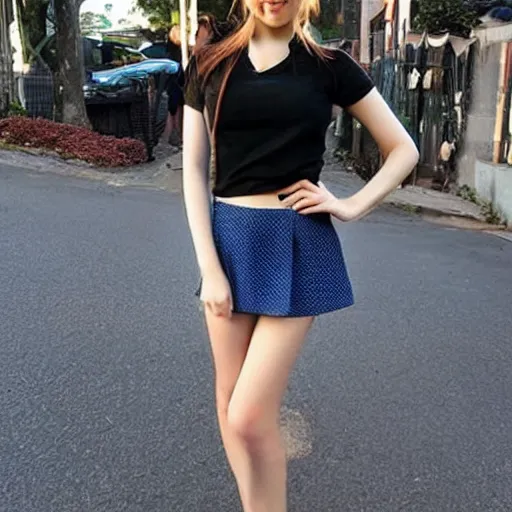 Prompt: cute girl in miniskirt