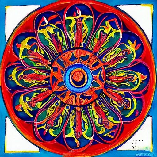 Prompt: “mandala painted by Carl Jung from the red book”