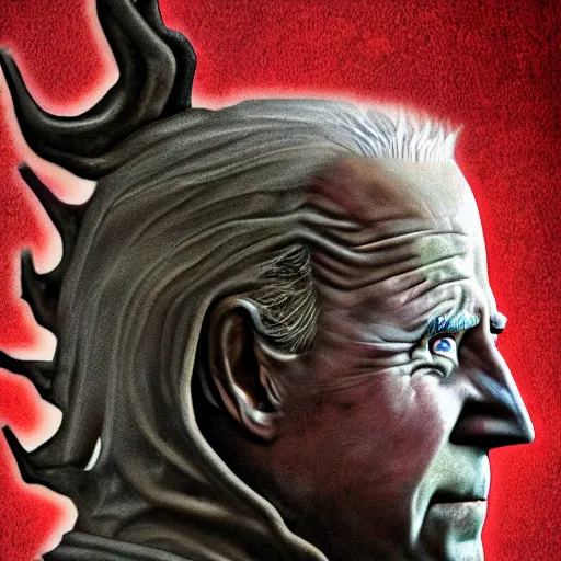 Prompt: biden became stupid ugly lovecraftian degenerate abomination, photo - realistic, color image, 2 k, highly detailed, horror